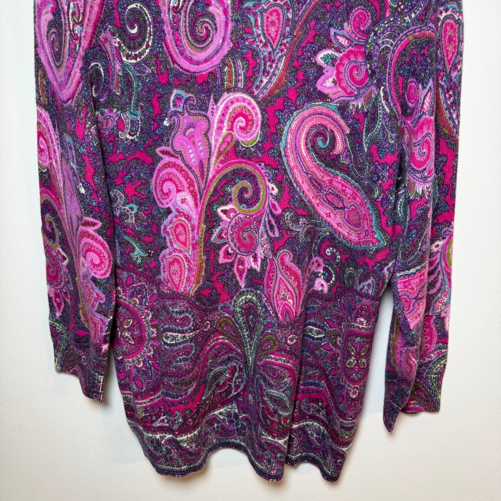 NWT Talbots Pure 100% Cashmere Sweater Medium Pink Paisley Preppy Classic Office - Picture 10 of 10